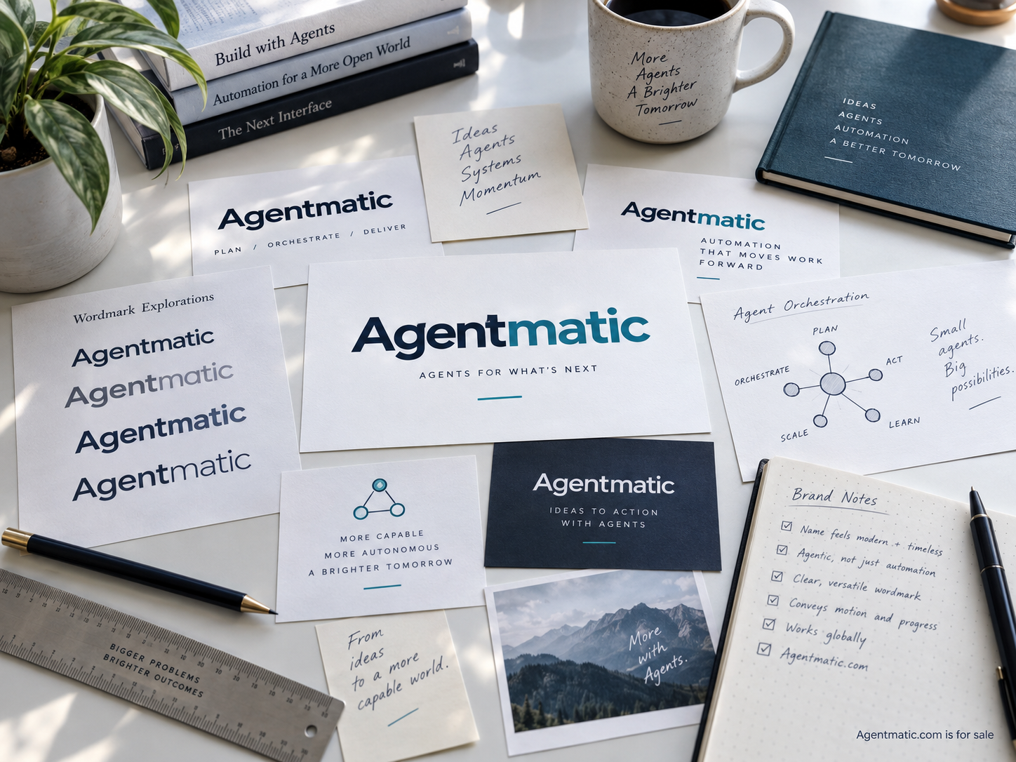 Editorial still for naming an agentic product